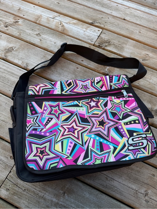 Skechers Other - Skechers Star Print Messenger Bag Laptop School Crossbody Pink Black